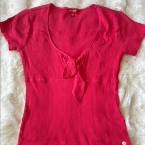 GUESS Women's Red Ribbed Top